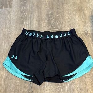 Under Armour Women's Black Shorts with Blue Trim
